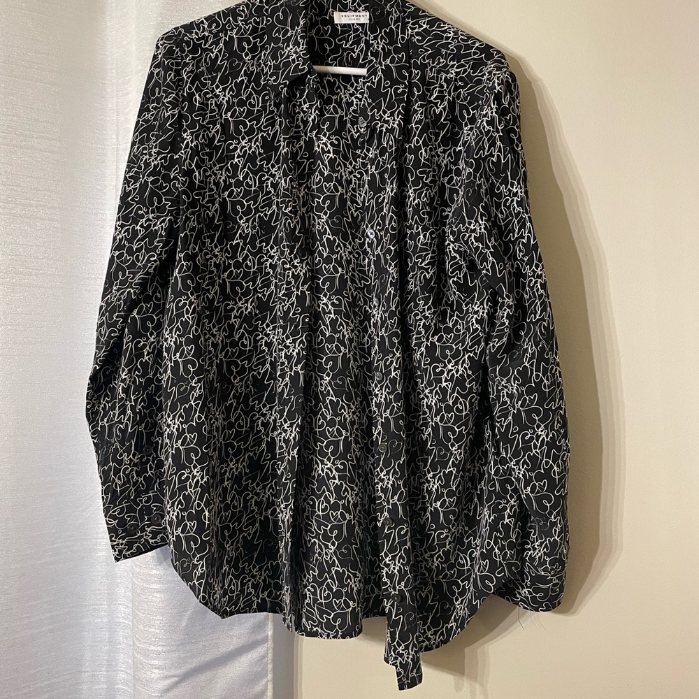 Heart Patterned Silky Button-Down - image 3